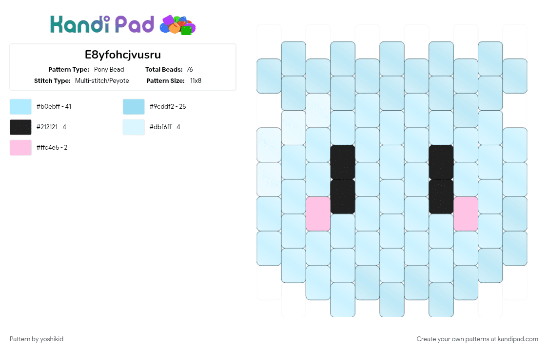finn peyote - Pony Bead Pattern by -fxnn on Kandi Pad - light blue