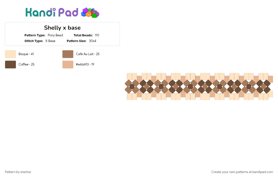 Shelly x base - Pony Bead Pattern by starlow on Kandi Pad - beige