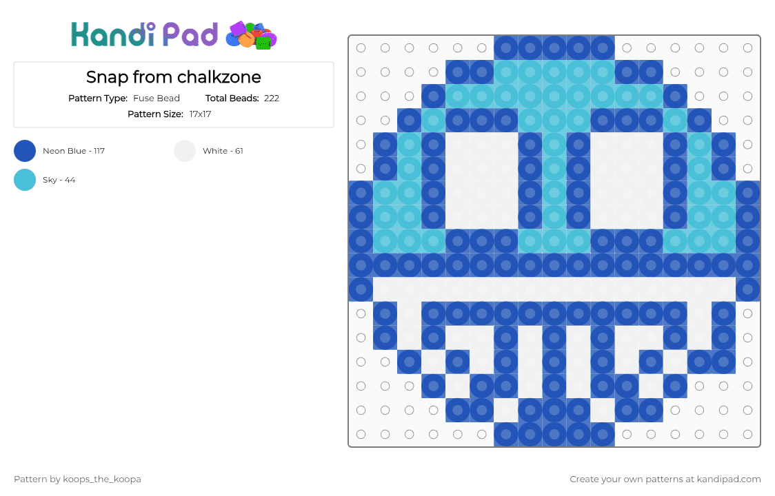 Snap from chalkzone - Fuse Bead Pattern by koops_the_koopa on Kandi Pad - blue, light blue