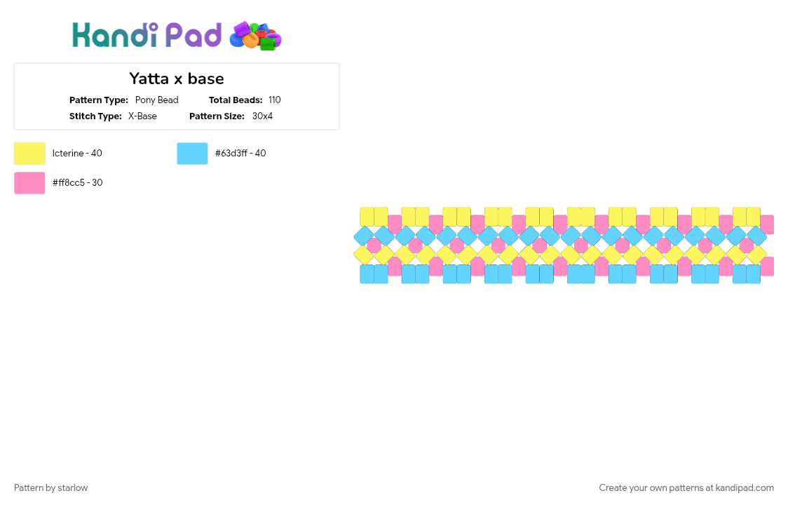 Yatta x base - Pony Bead Pattern by -fxnn on Kandi Pad - light blue, yellow
