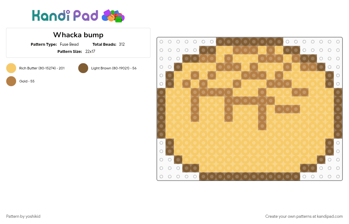 Whacka bump - Fuse Bead Pattern by -fxnn on Kandi Pad - tan, yellow