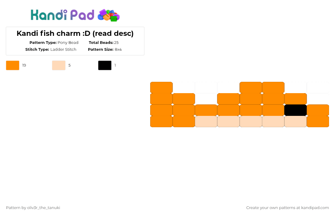 Kandi fish charm :D (read desc) - Pony Bead Pattern by koops_the_koopa on Kandi Pad - orange