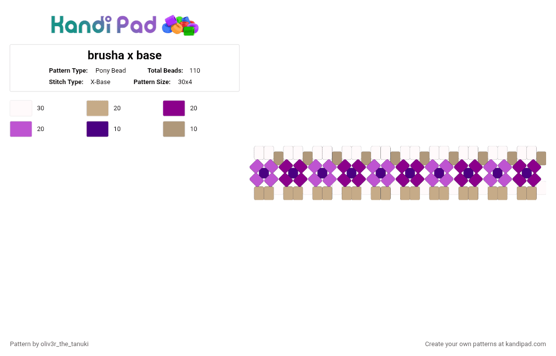 brusha x base - Pony Bead Pattern by koops_the_koopa on Kandi Pad - beige,pink