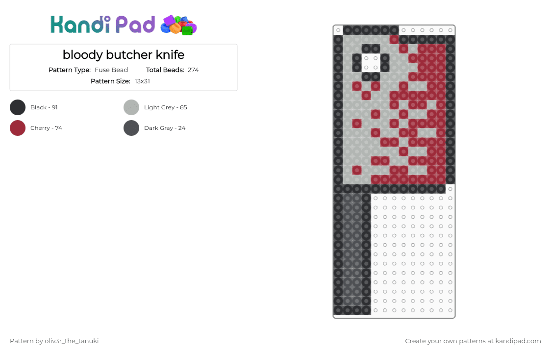 bloody butcher knife - Fuse Bead Pattern by koops_the_koopa on Kandi Pad - beige, red