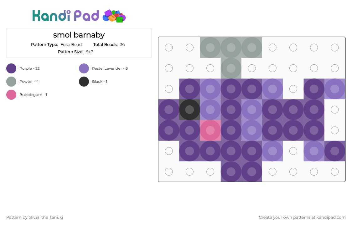 smol barnaby - Fuse Bead Pattern by koops_the_koopa on Kandi Pad - purple