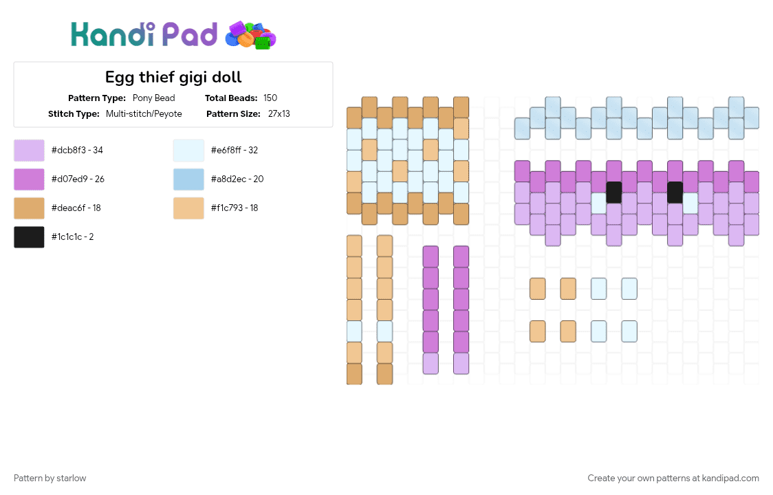 Egg thief gigi doll - Pony Bead Pattern by starlow on Kandi Pad - pink