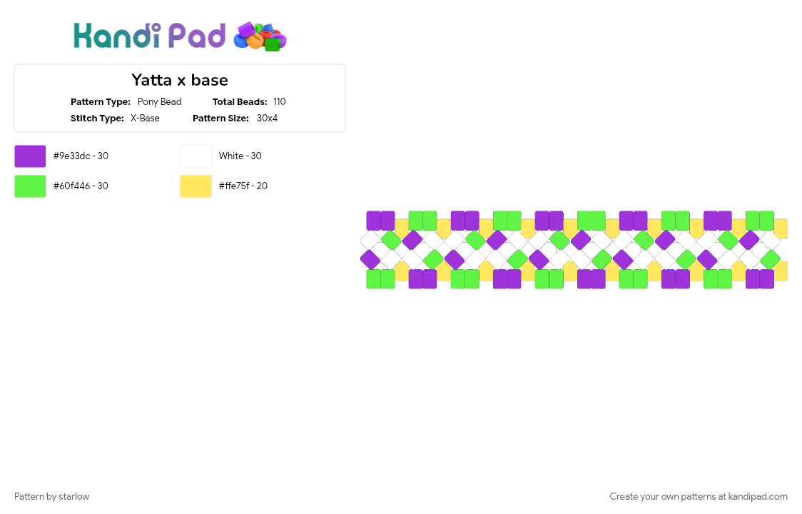 Looey x base - Pony Bead Pattern by -fxnn on Kandi Pad - green, purple