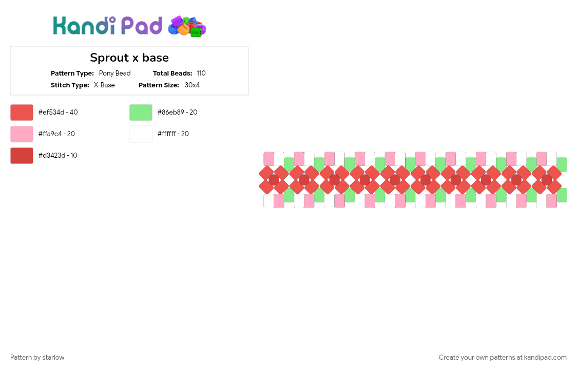 Sprout x base - Pony Bead Pattern by starlow on Kandi Pad - red