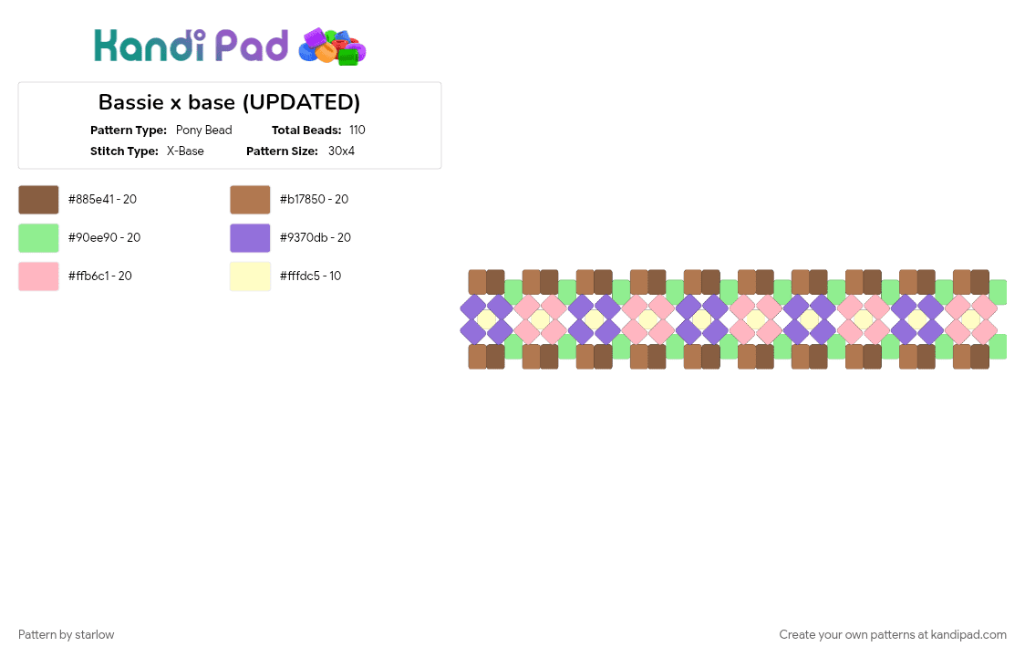Bassie x base (UPDATED) - Pony Bead Pattern by starlow on Kandi Pad - basket, bassie, cuff, dandy, dandys world, dw, roblox, tan, video game