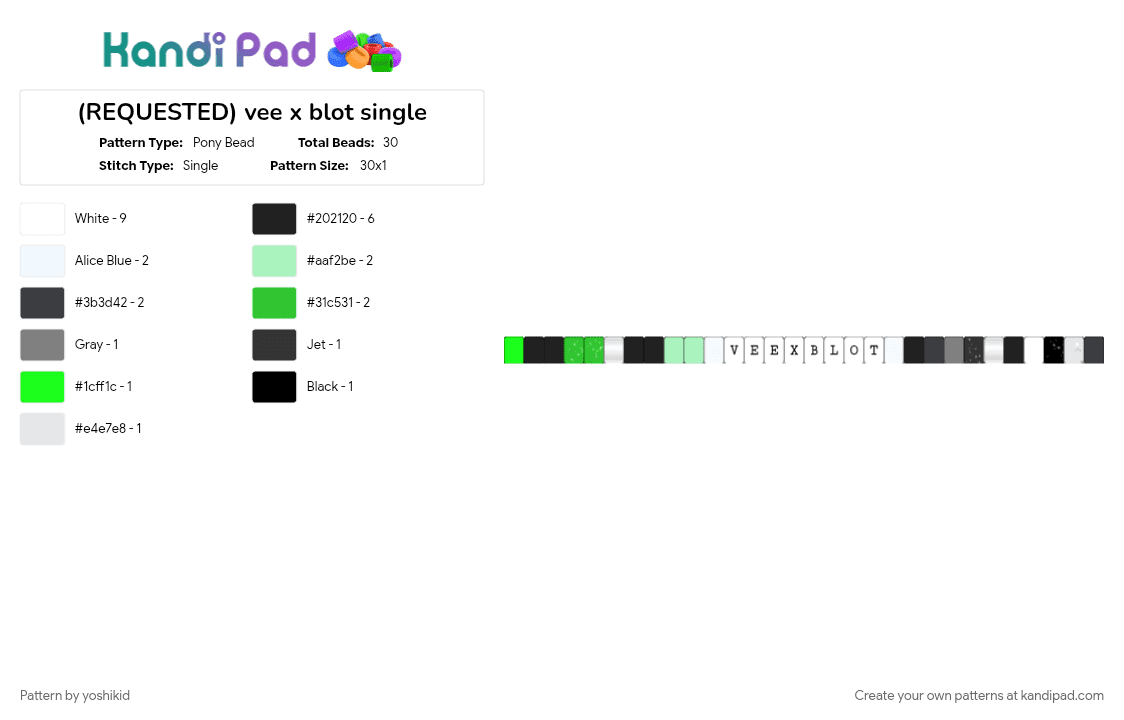 (REQUESTED) vee x blot single - Pony Bead Pattern by -fxnn on Kandi Pad - 