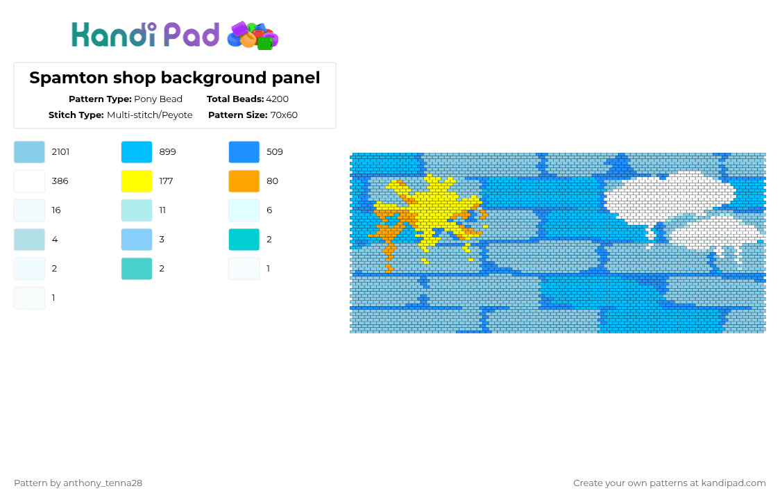 Spamton shop background panel - Pony Bead Pattern by anthony_tenna28 on Kandi Pad - light blue
