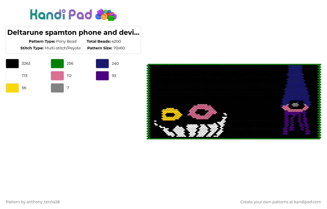 Deltarune spamton phone and device.friend panel Pony Bead Pattern ...