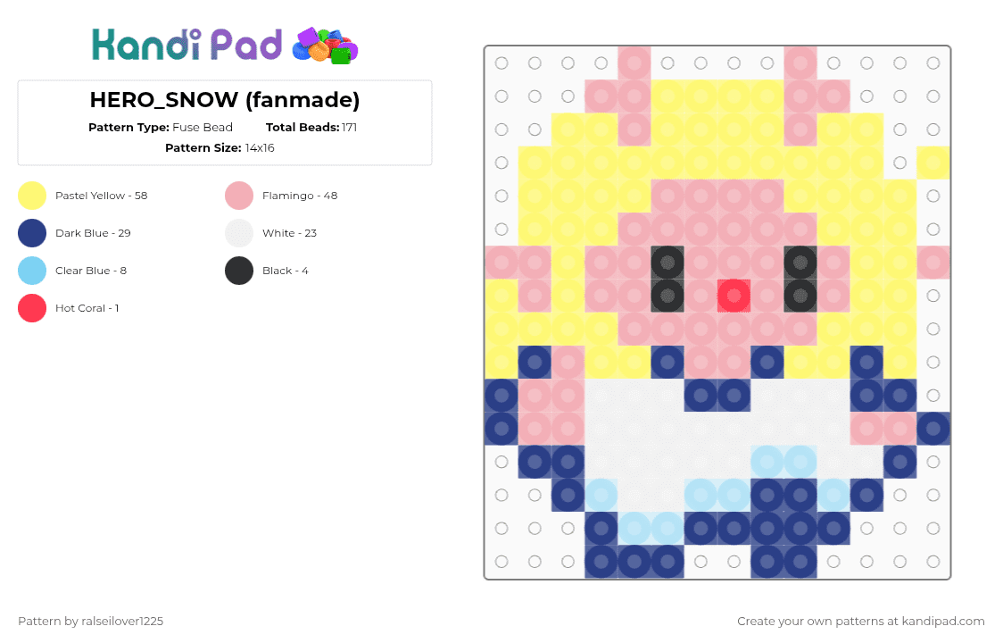 HERO_SNOW (fanmade) - Fuse Bead Pattern by ralseilover1225 on Kandi Pad - beige,yellow,blue