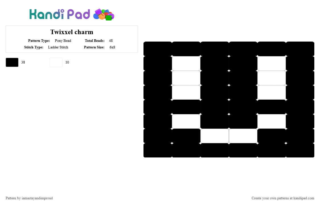 Twixxel charm - Pony Bead Pattern by iamastayandimproud on Kandi Pad - black