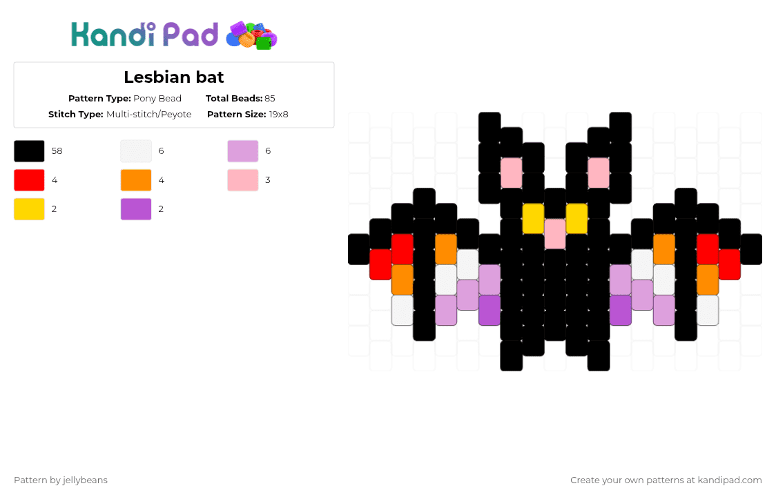 Lesbian bat - Pony Bead Pattern by jellybeans on Kandi Pad - black,pink