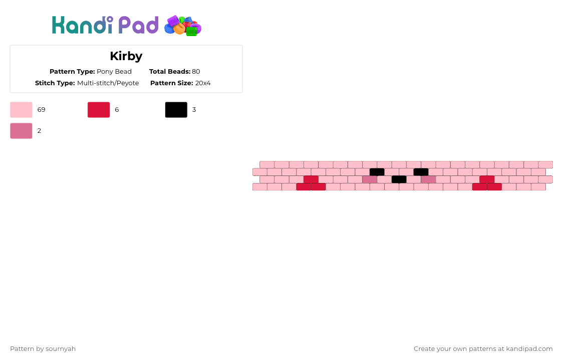 Kirby - Pony Bead Pattern by sournyah on Kandi Pad - kirby