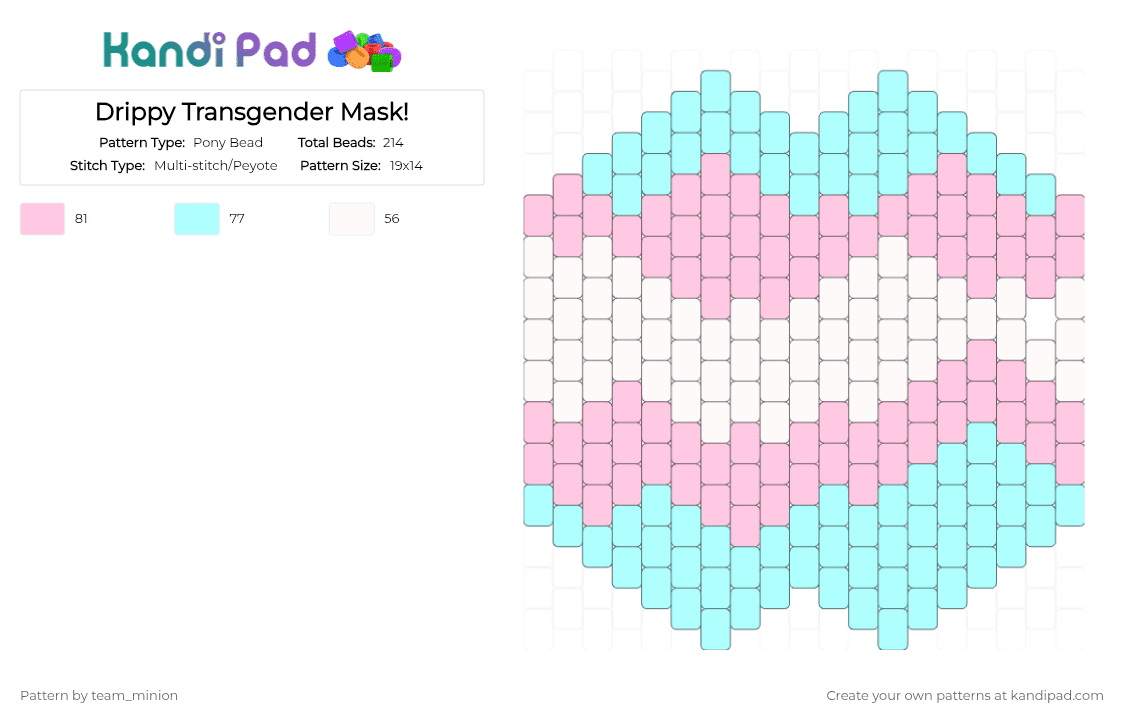 Drippy Transgender Mask! - Pony Bead Pattern by team_minion on Kandi Pad - light blue,pink