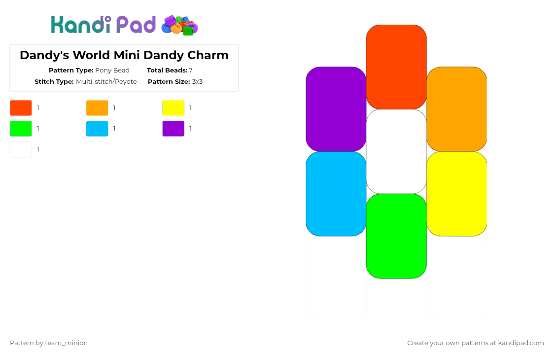 Dandy\'s World Mini Dandy Charm - Pony Bead Pattern by team_minion on Kandi Pad - orange,green,purple,colorful