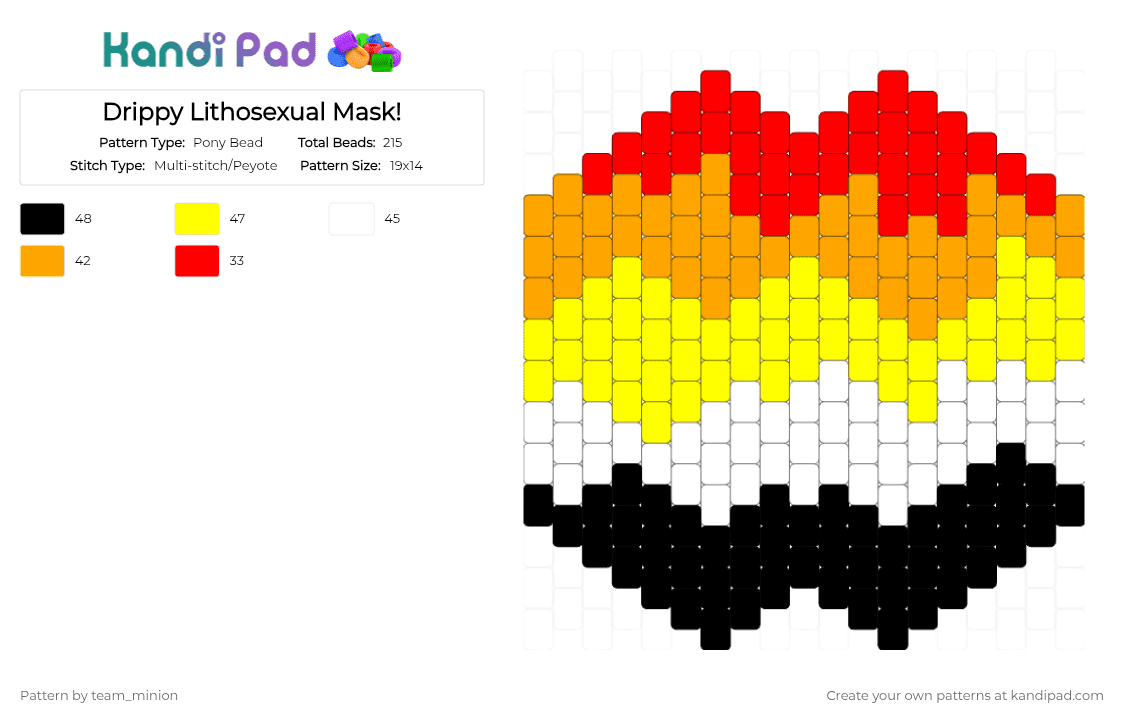 Drippy Lithosexual Mask! - Pony Bead Pattern by team_minion on Kandi Pad - orange,yellow