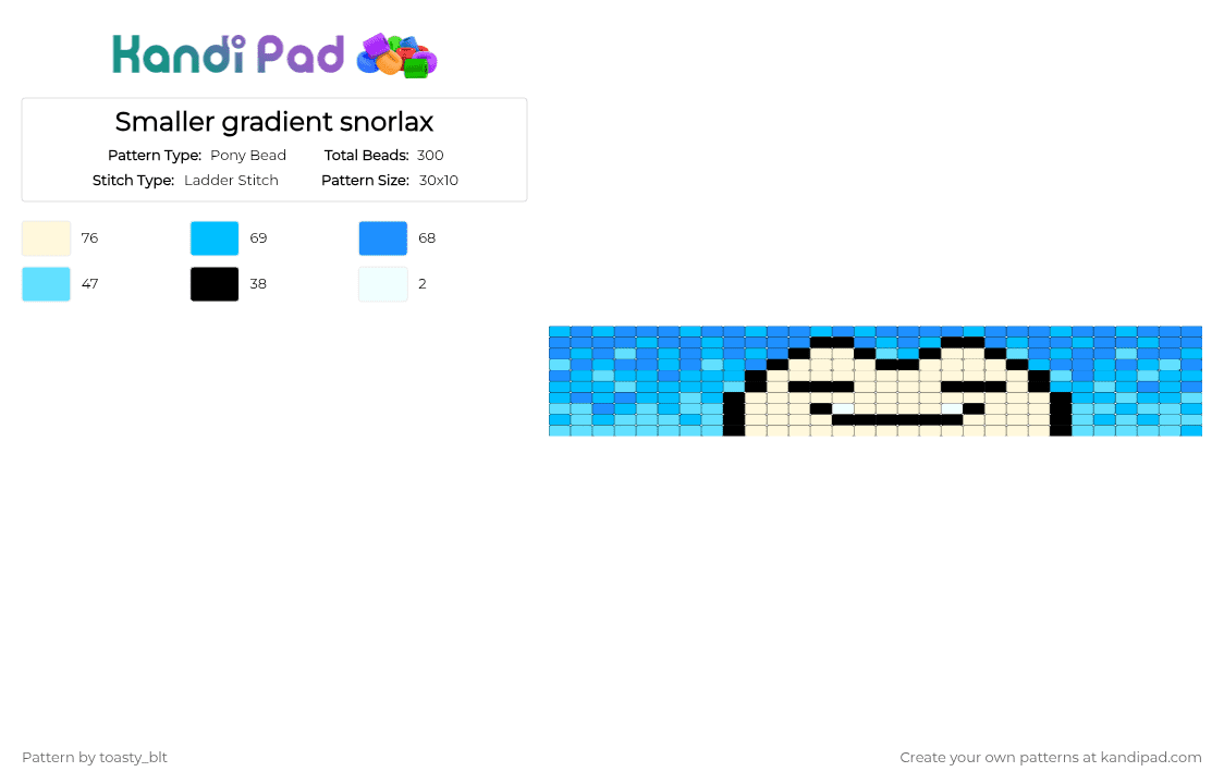 Smaller gradient snorlax - Pony Bead Pattern by toasty_blt on Kandi Pad - light blue,white
