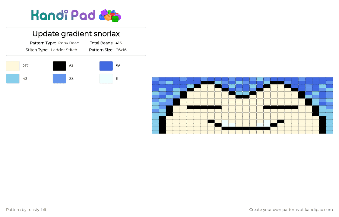 Update gradient snorlax - Pony Bead Pattern by toasty_blt on Kandi Pad - white,blue,light blue