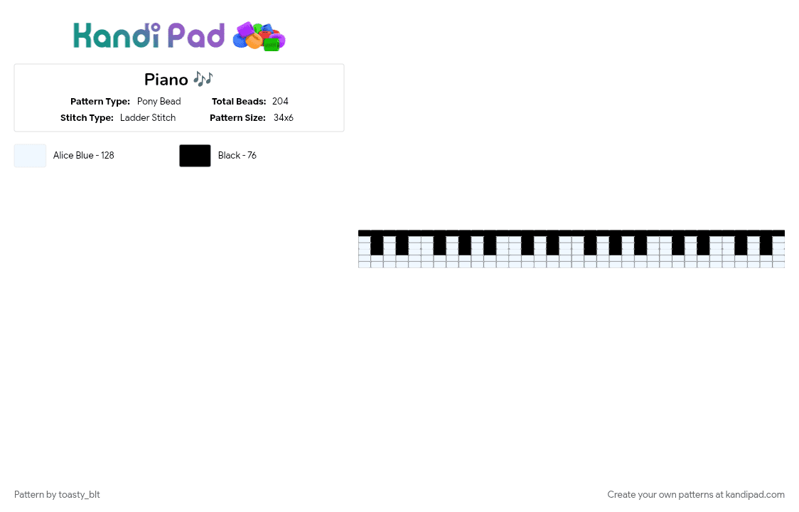Piano 🎶 - Pony Bead Pattern by toasty_blt on Kandi Pad - black, keyboard, music, piano, white