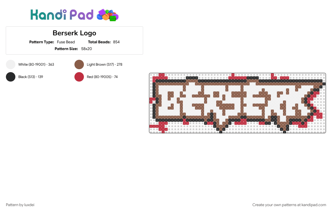 Berserk Logo - Fuse Bead Pattern by luxdei on Kandi Pad - tan