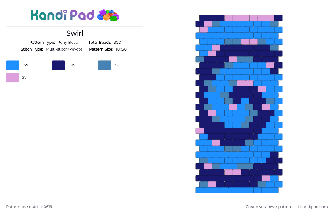 Swirl - Pony Bead Pattern by squirtle_0619 on Kandi Pad - purple,light blue