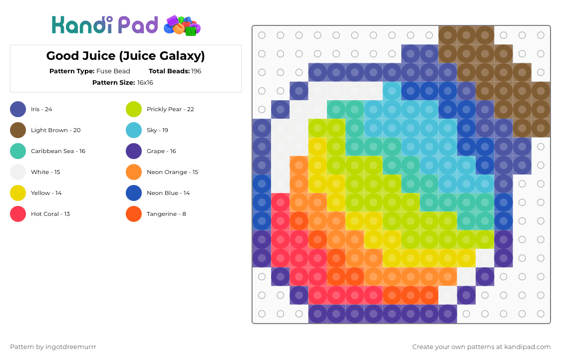 Good Juice (Juice Galaxy) - Fuse Bead Pattern by ingotdreemurrr on Kandi Pad - green,purple,colorful,juicegalaxy,juice,bottle,rainbow,galaxy,perler