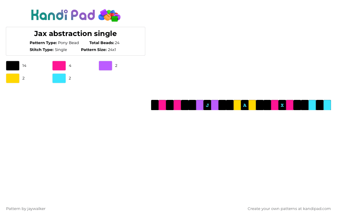 Jax abstraction single - Pony Bead Pattern by jaywalker on Kandi Pad - black,pink,tadc,the amazing digital circus,theamazingdigitalcircus,jax,single,simple,abstraction