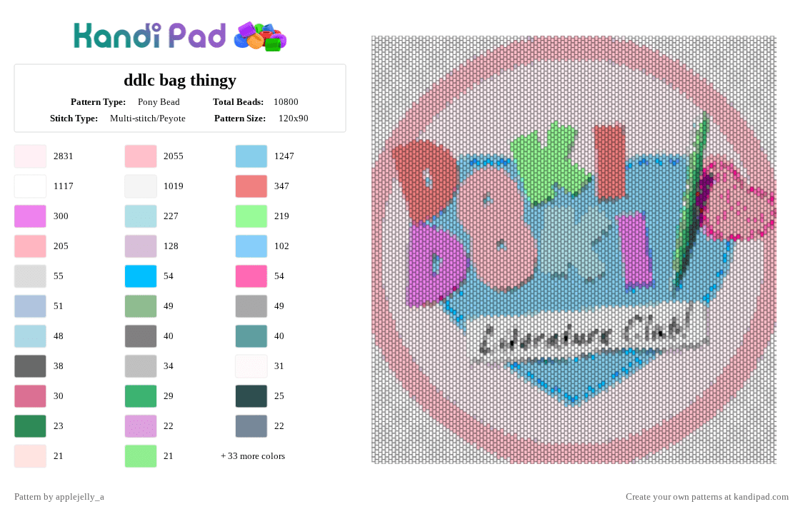 ddlc bag thingy - Pony Bead Pattern by applejelly_a on Kandi Pad - ddlc,yuri,natsuki,sayori,monika,yuri having yuri with natsuki,yuri yuri yuri yri