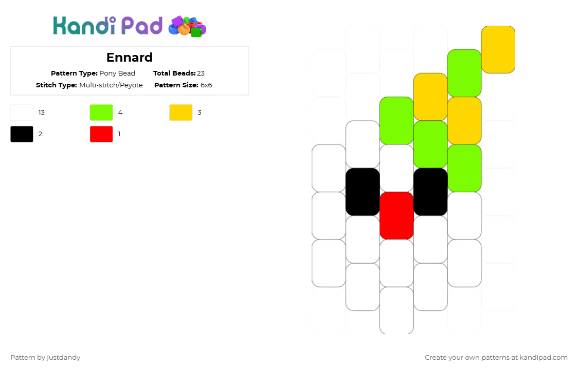 Ennard - Pony Bead Pattern by justdandy on Kandi Pad - white,green,yellow,ennard,fnaf,five nights at freddys