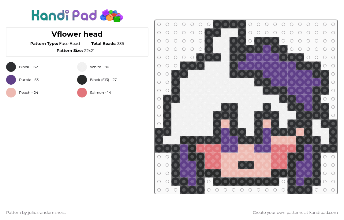 Vflower head - Fuse Bead Pattern by juliuzrandomzness on Kandi Pad - purple,vocaloid,vflower,vocal synth