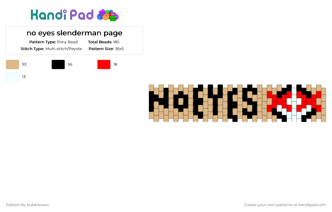 no eyes slenderman page - Pony Bead Pattern by bubbleowo on Kandi Pad - beige, creepypasta, no eyes, slenderman, slendermans pages
