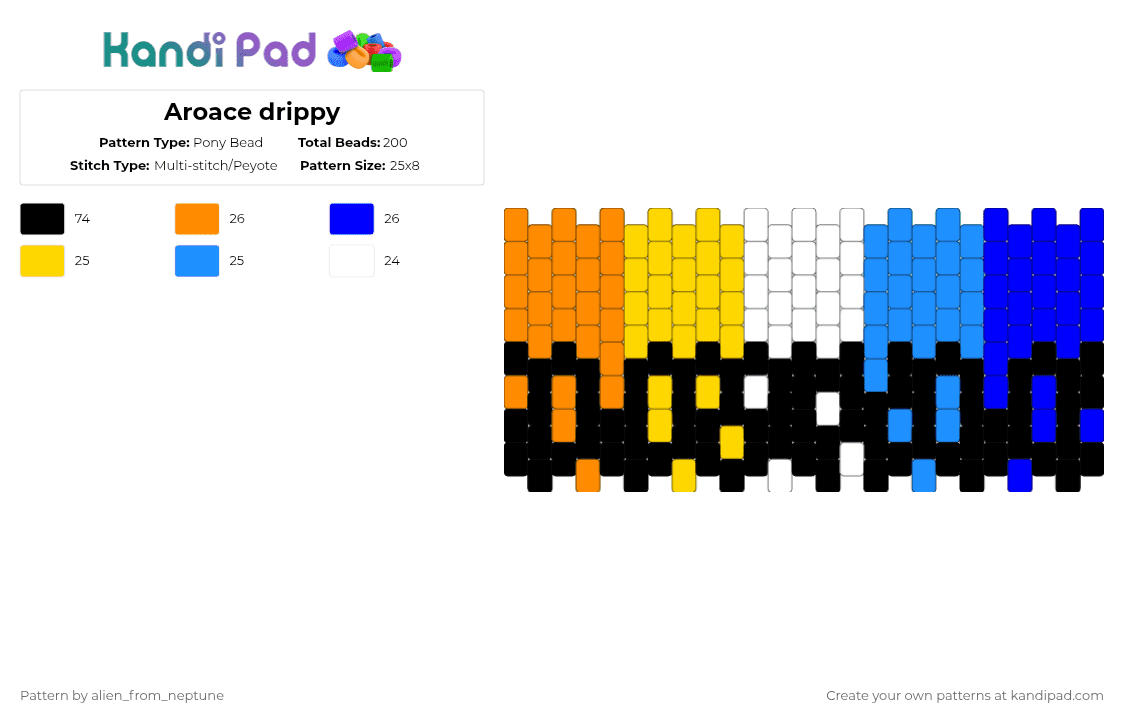 Aroace drippy - Pony Bead Pattern by alien_from_neptune on Kandi Pad - orange,yellow,light blue,purple