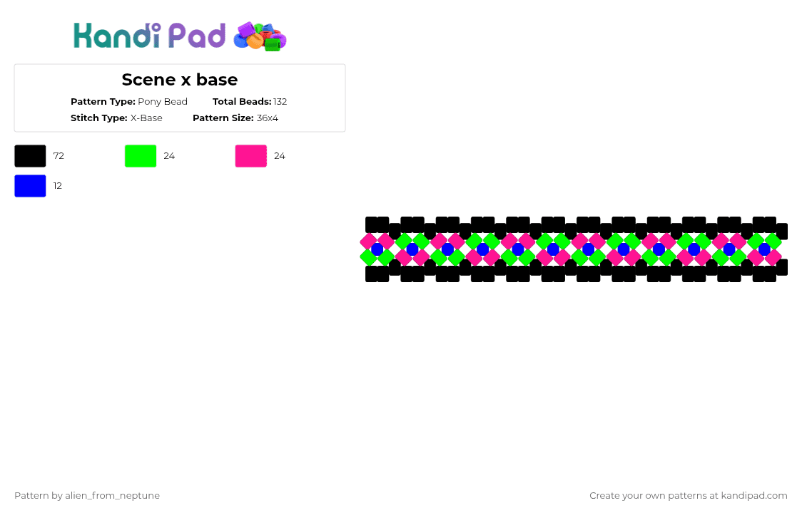 Scene x base - Pony Bead Pattern by alien_from_neptune on Kandi Pad - black,green,pink