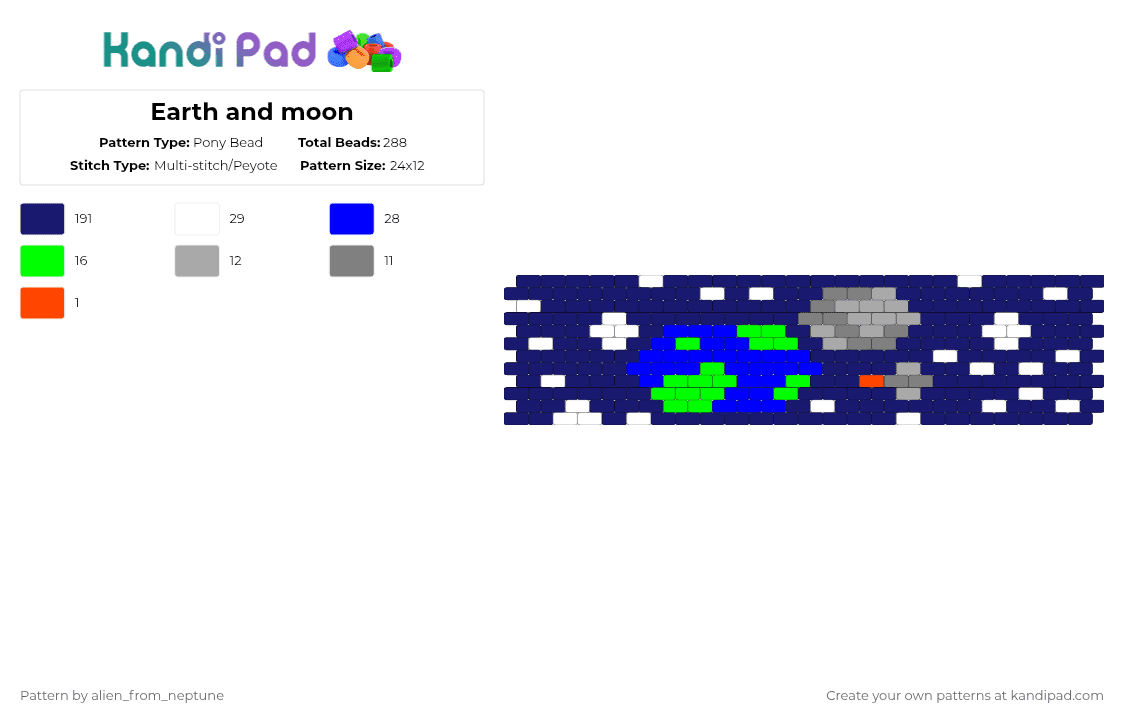Earth and moon - Pony Bead Pattern by alien_from_neptune on Kandi Pad - purple