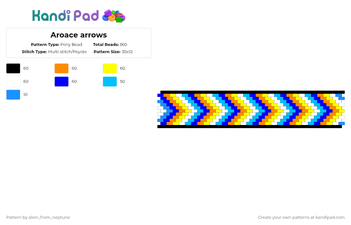 Aroace arrows - Pony Bead Pattern by alien_from_neptune on Kandi Pad - orange,yellow,light blue,purple
