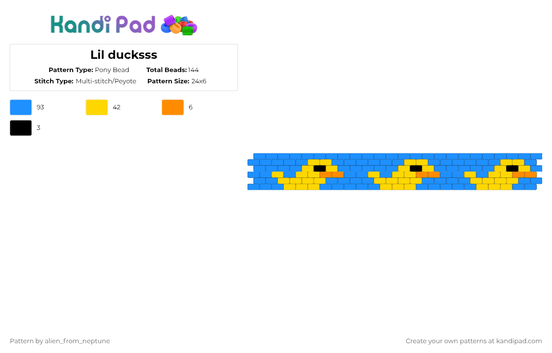 Lil ducksss - Pony Bead Pattern by alien_from_neptune on Kandi Pad - light blue