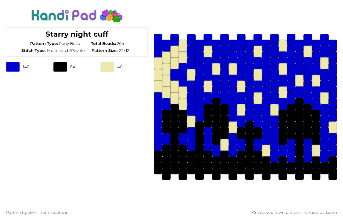 Starry night cuff - Pony Bead Pattern by alien_from_neptune on Kandi Pad - purple