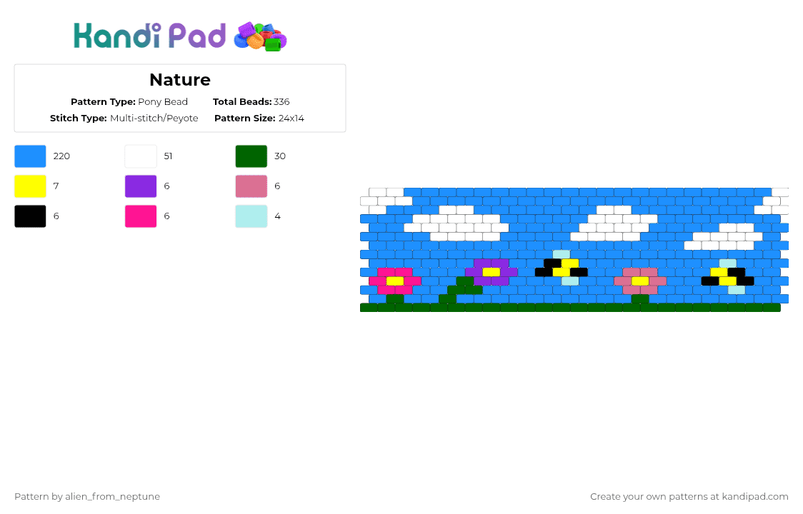 Nature - Pony Bead Pattern by alien_from_neptune on Kandi Pad - light blue
