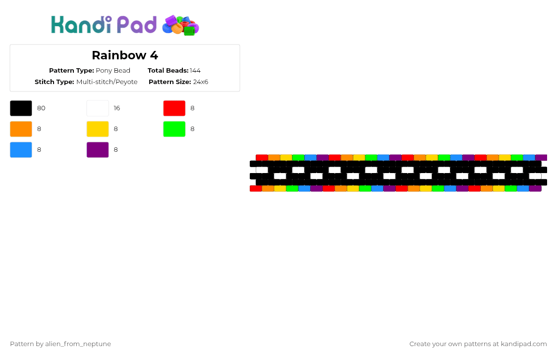 Rainbow 4 - Pony Bead Pattern by alien_from_neptune on Kandi Pad - 