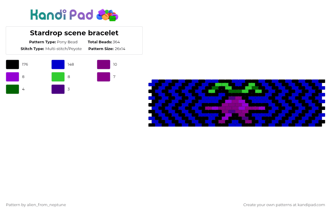 Stardrop scene bracelet - Pony Bead Pattern by alien_from_neptune on Kandi Pad - purple