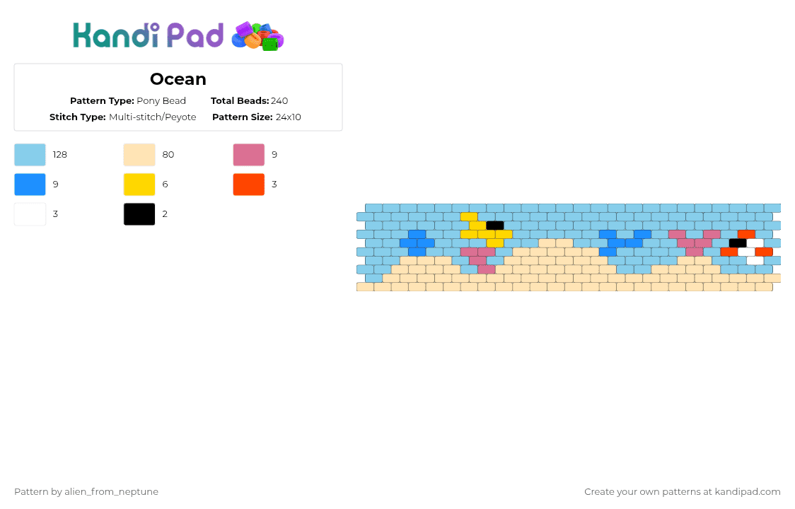 Ocean - Pony Bead Pattern by alien_from_neptune on Kandi Pad - beige,light blue