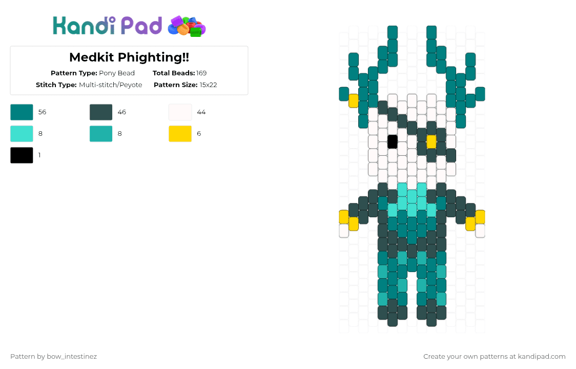 Medkit Phighting!! - Pony Bead Pattern by bow_intestinez on Kandi Pad - teal,gray