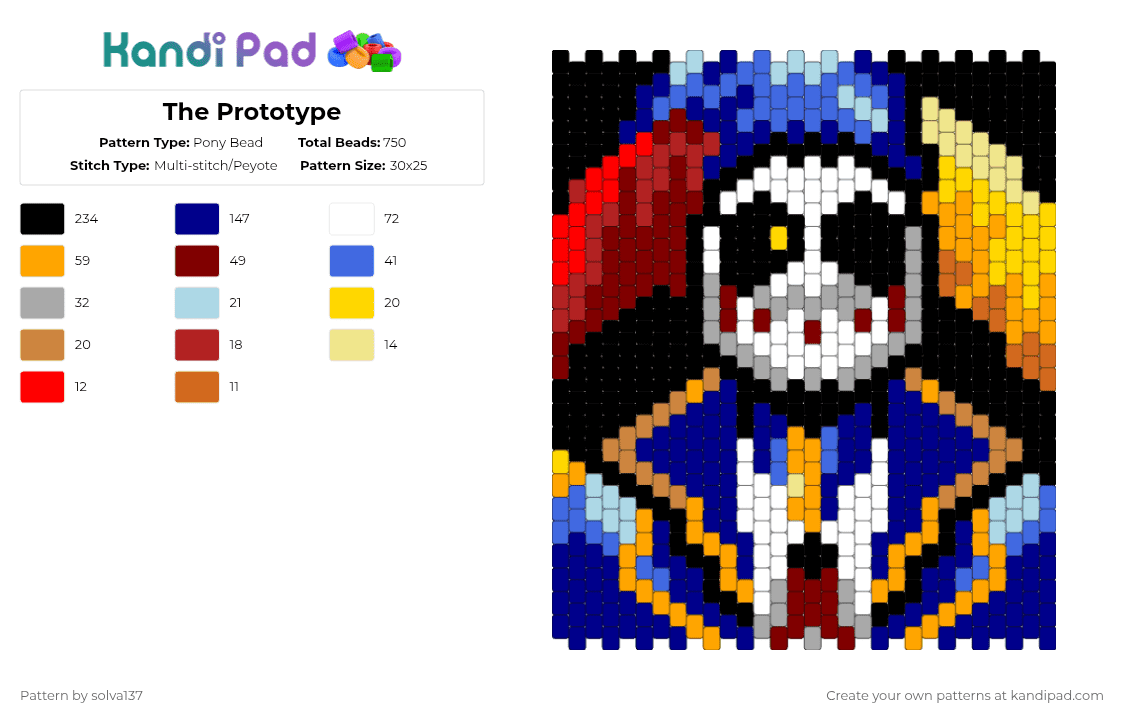 The Prototype - Pony Bead Pattern by solva137 on Kandi Pad - purple,brown,orange