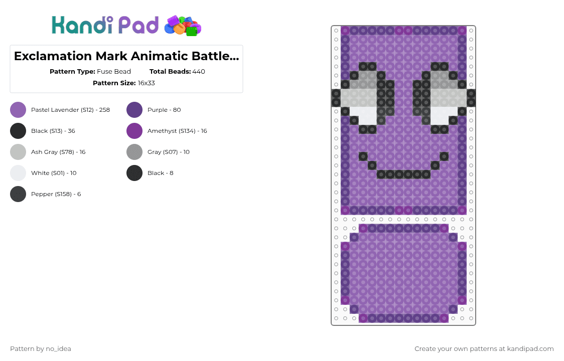 Exclamation Mark Animatic Battle Limbless Perler - Fuse Bead Pattern by no_idea on Kandi Pad - pink,animatic battle,exclamation mark,limbless,perler,kandi,craft,art,osc