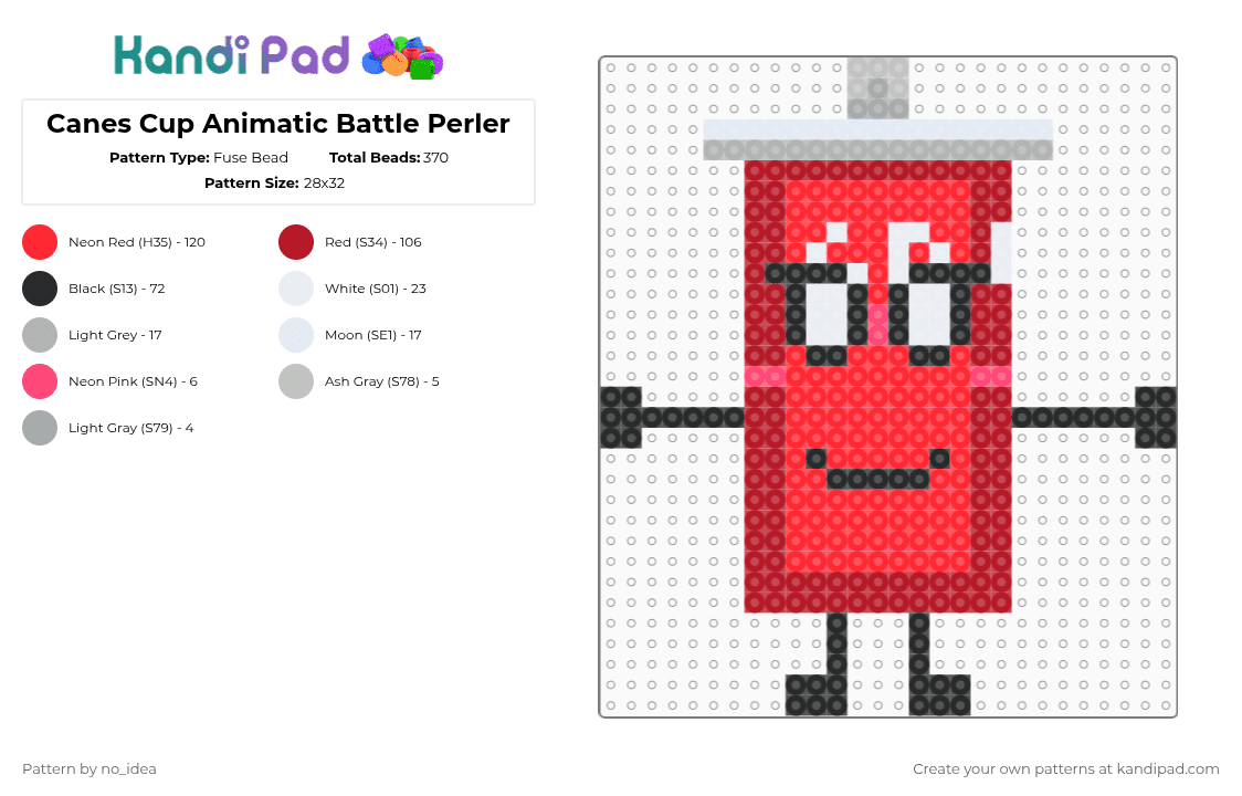Canes Cup Animatic Battle Perler - Fuse Bead Pattern by no_idea on Kandi Pad - red,cotdsoftdrinks,soda,canescup,animatic battle,drink,soft drink,osc,cute