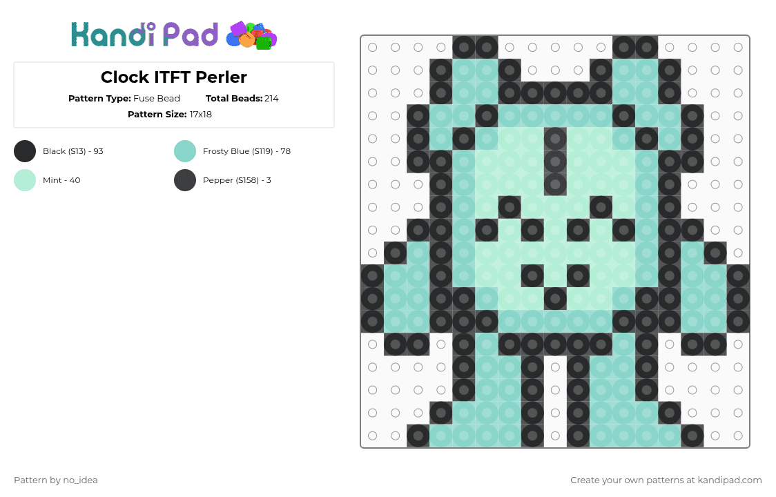Clock ITFT Perler - Fuse Bead Pattern by no_idea on Kandi Pad - black,light blue,clock,osc,perler,kandi,itft,object,show,cute