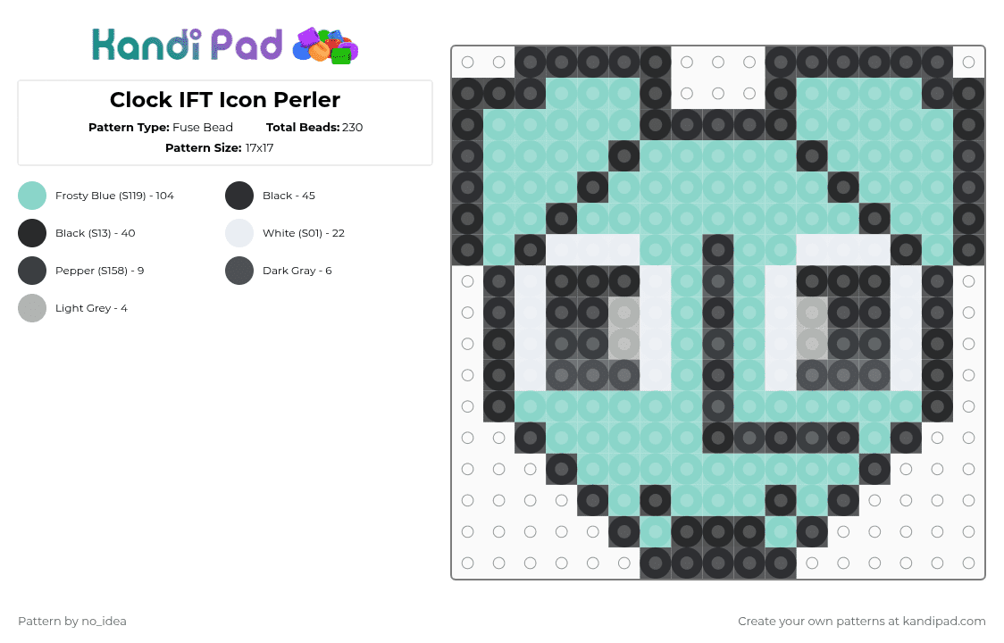 Clock ITFT Icon Perler - Fuse Bead Pattern by no_idea on Kandi Pad - light blue